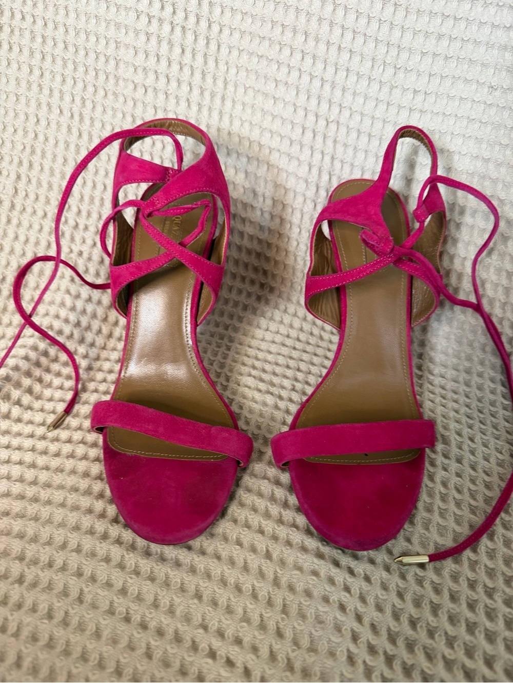 Aquazzura Colette Lace Up Cutout Stiletto Sandals Pink EU 38.5 US 8.5